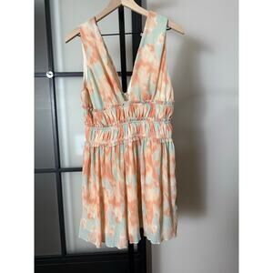 Fanco Tie Dye Front & Back V Neck Mini Dress Size Medium